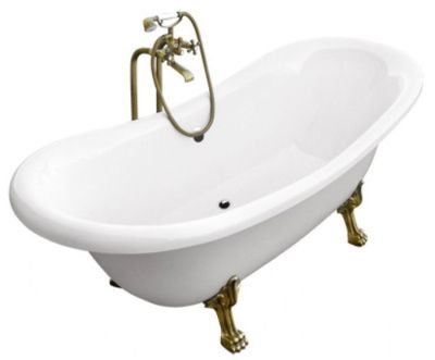 Квариловая ванна Besco Amelia 190x77, отдельностоящая, латунь