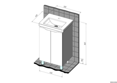 Briz Тумба напольная Мальта 50 с умывальником Фостер