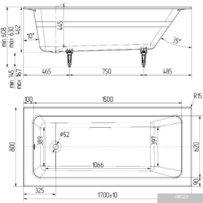 Универсал Оптима Ультра-У 170x80 (1 сорт, без ножек)