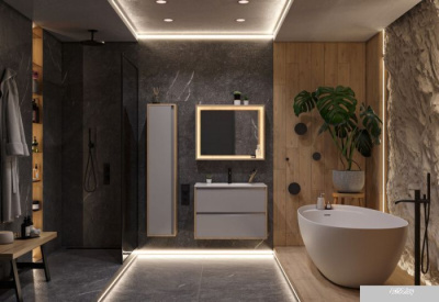 ЗОВ Тумба с умывальником Парма 80 P80LC0MSMC1A-OL80 (сталь/каштан)