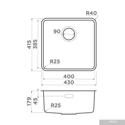 Omoikiri Omi 43-U/I-IN Ultra (нержавеющая сталь)