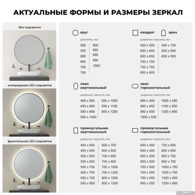 Wellsee Зеркало с фоновой LED-подсветкой 7 Rays' Spectrum 172201940, 110 x 55 см (с сенсором и регул