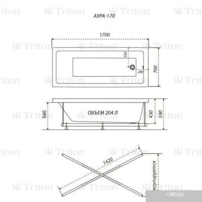 Triton Аура 170x70 (с ножками)