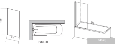 Шторка Ravak Pivot PVS1 80 (серебристый/прозрачное)