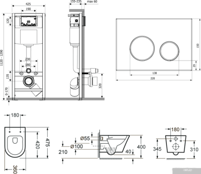 Унитаз Lavinia Boho Biore Compacto Rimless 7 в 1 87040095 (белое стекло)
