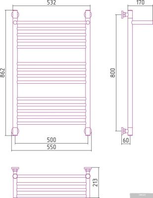 Полотенцесушитель Сунержа Богема с полкой+ 800x500 00-0223-8050
