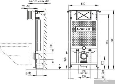 Инсталляция для унитаза Alcaplast A101/1000