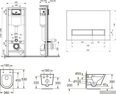 Унитаз Lavinia Boho Relfix Biore Rimless 6 в 1 75110184 (greek black иск. камень)