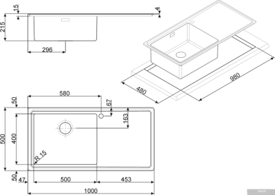 Кухонная мойка Smeg LD150D-2