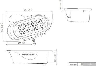 Ванна Triton Изабель гидромассажная 170x100L Стандарт