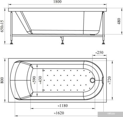 Экран под ванну Vannesa Николь 180х80 L 2-31-0-1-0-210 (торцевой)