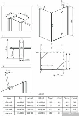 Душевой уголок Deante Abelia 90x120 KTA 045P