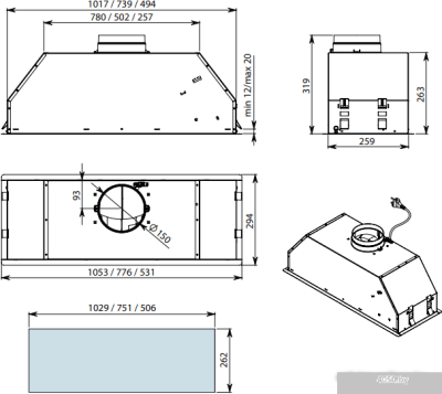 Falmec Gruppo Incasso Murano 70