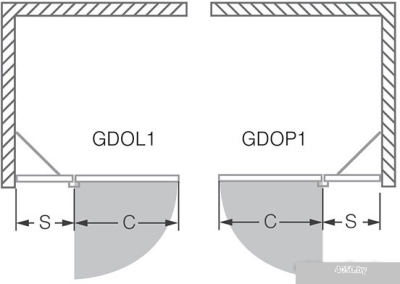 Душевой уголок Roltechnik Elegant Line GDOL1/90 (левая) 1/2 часть
