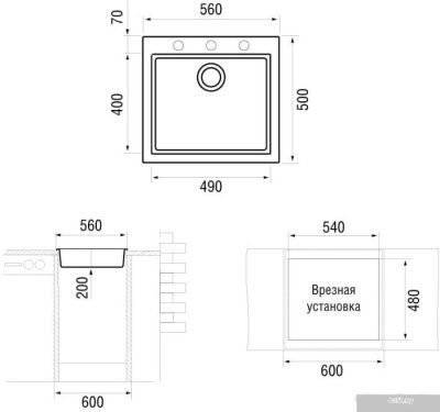 Кухонная мойка Longran Cube CUG 560.500 (sabbia/58)