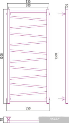 Полотенцесушитель Сунержа Сирокко 1200х500 00-0253-1250
