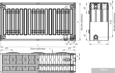 Стальной панельный радиатор Лидея ЛК 33-506 тип 33 500x600
