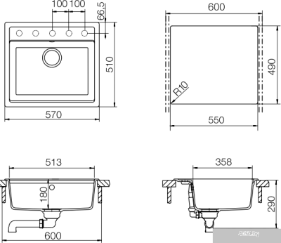 Кухонная мойка Schock Vero 60 (N-100) Magnolia [700882]
