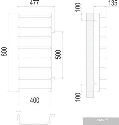 Полотенцесушитель TERMINUS Стандарт П8 400x800 бп 500