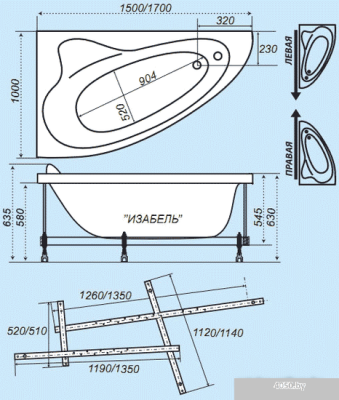 Ванна Triton ИЗАБЕЛЬ 170x100