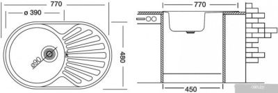 Кухонная мойка Ukinox Фаворит FAP770.480-GT8K 2L