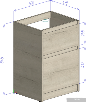BelBagno Тумба под умывальник Kraft-LVD-580/1200-2C-PIA-PP (pino pasaden)