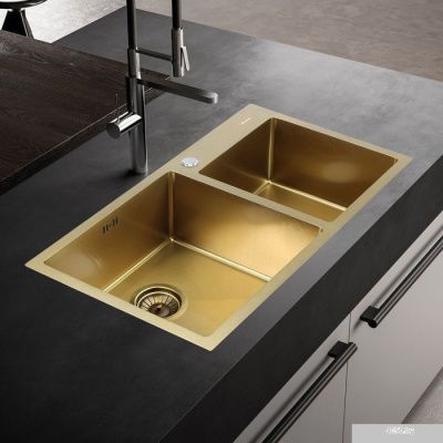 Кухонная мойка Melana ProfLine S8045HG (сатин золотой, глубина 22 см, сталь 3 мм)