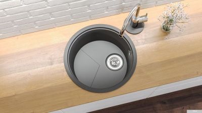 Кухонная мойка KitKraken Lake O-510 с решеткой (белый)