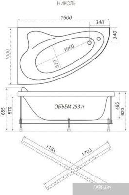 Triton Николь 160x100 L Базовая Flat (с гидромассажем)