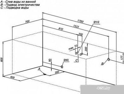 Ванна Aquanet Tessa 170x70
