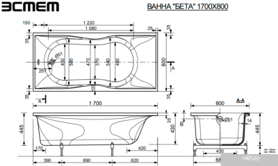 Ванна Эстет Бета 170x80 [2-0016]