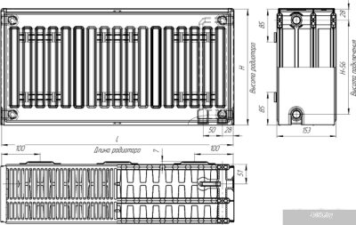 Стальной панельный радиатор Лидея ЛК 33-309 тип 33 300x900