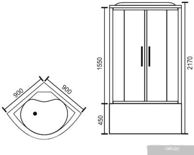 Royal Bath RB90BK2-T 90x90