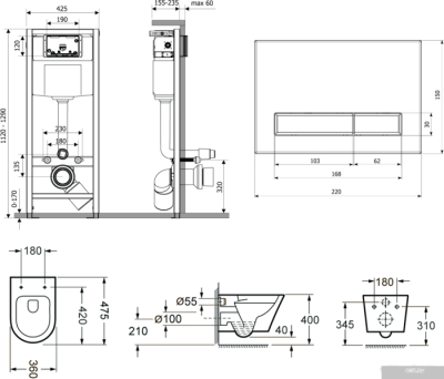 Унитаз Lavinia Boho Biore Compacto Rimless 7 в 1 87040086 (хром пластик)