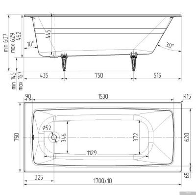 Универсал Бриз 170x75 (с ножками)