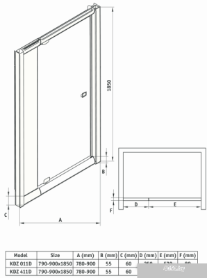 Душевая дверь Deante Zoom 90 KDZ 011D (хром/прозрачное)
