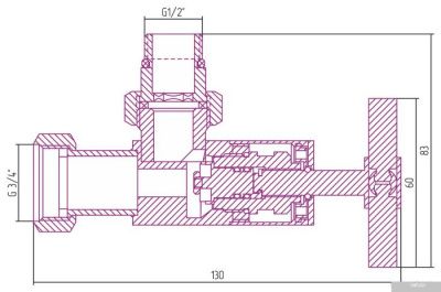 Сунержа угловой (крест) G 1/2 НР х G 3/4 НГ 03-1408-1234