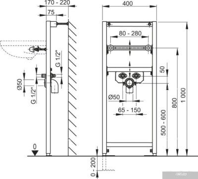 Инсталляция для раковины Alcaplast A104/1000