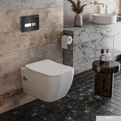 Roxen Cube Bidet One Rimless 6 в 1 StounFix Slim 649838 (чёрное стекло)