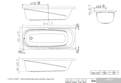 Triton Европа 150х70 (с каркасом, экраном и сифоном)