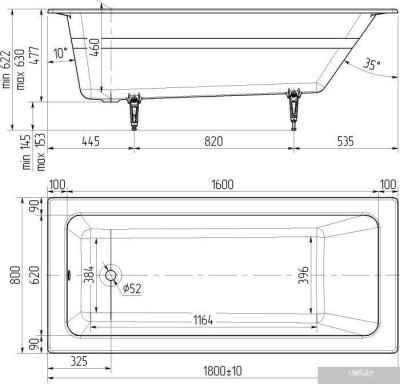 Универсал Оптима-У 180x80 (1 сорт, без ножек)