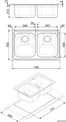 Кухонная мойка Smeg SP792OT2