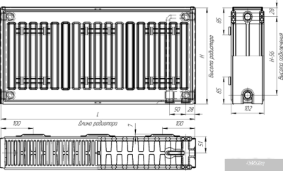 Стальной панельный радиатор Лидея ЛК 22-518 тип 22 500x1800