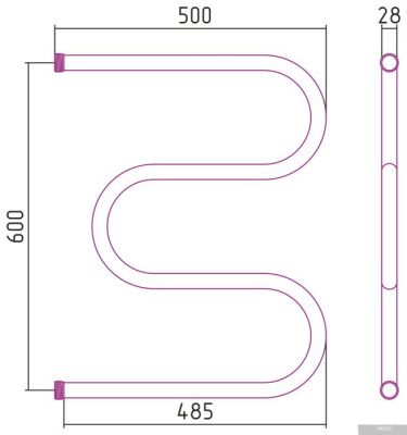Стилье М-образный 600х500 резьба-сгон 1 00004-6050