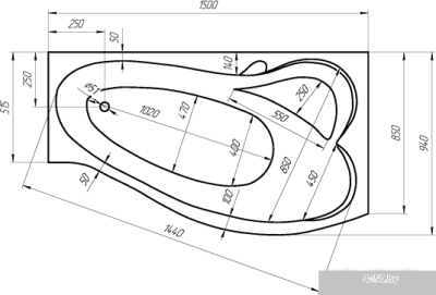 Ванна 1Марка Gracia 150x94