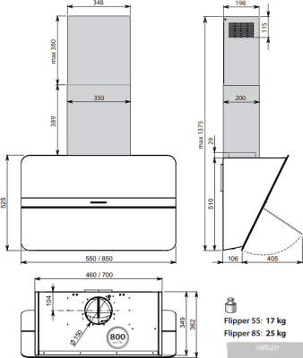 Falmec Flipper Design 55 800 м3/ч (черный)