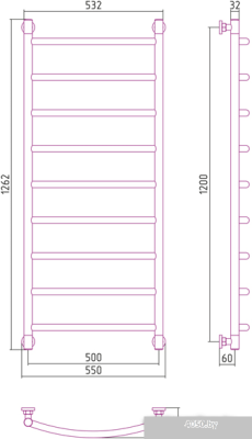 Полотенцесушитель Сунержа Галант+ 1200x500 00-0200-1250