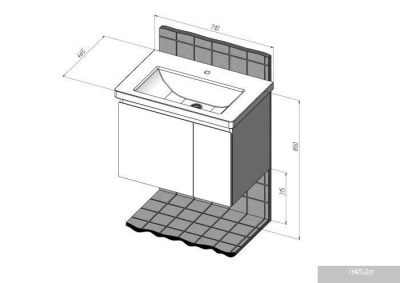 Briz Тумба подвесная Бьелла 70 с умывальником Фостер