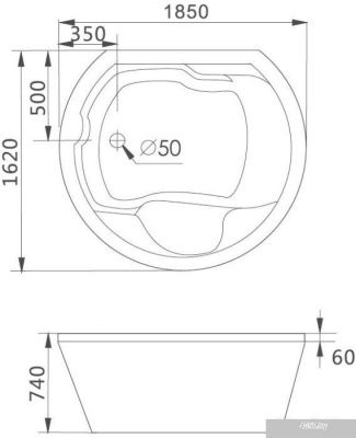 Ванна Gemy G9053 K 185x162