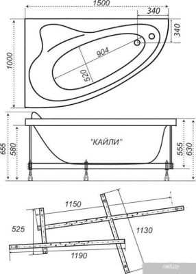 Ванна Triton Кайли 150x100R (с каркасом)
